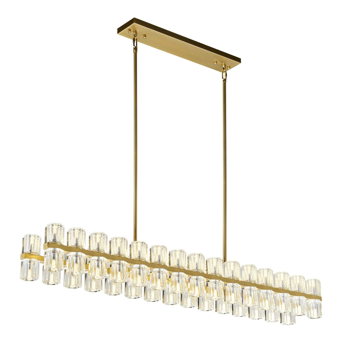 Anderson 54" Rectangular Crystal and Gold Chandelier
