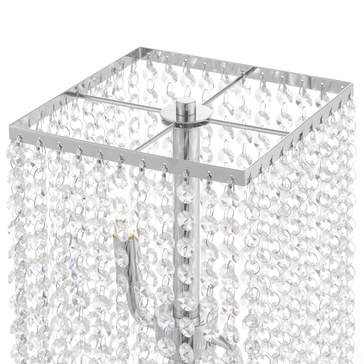 2-Light Crystal Strands Table Lamp for Bedroom or Living Room