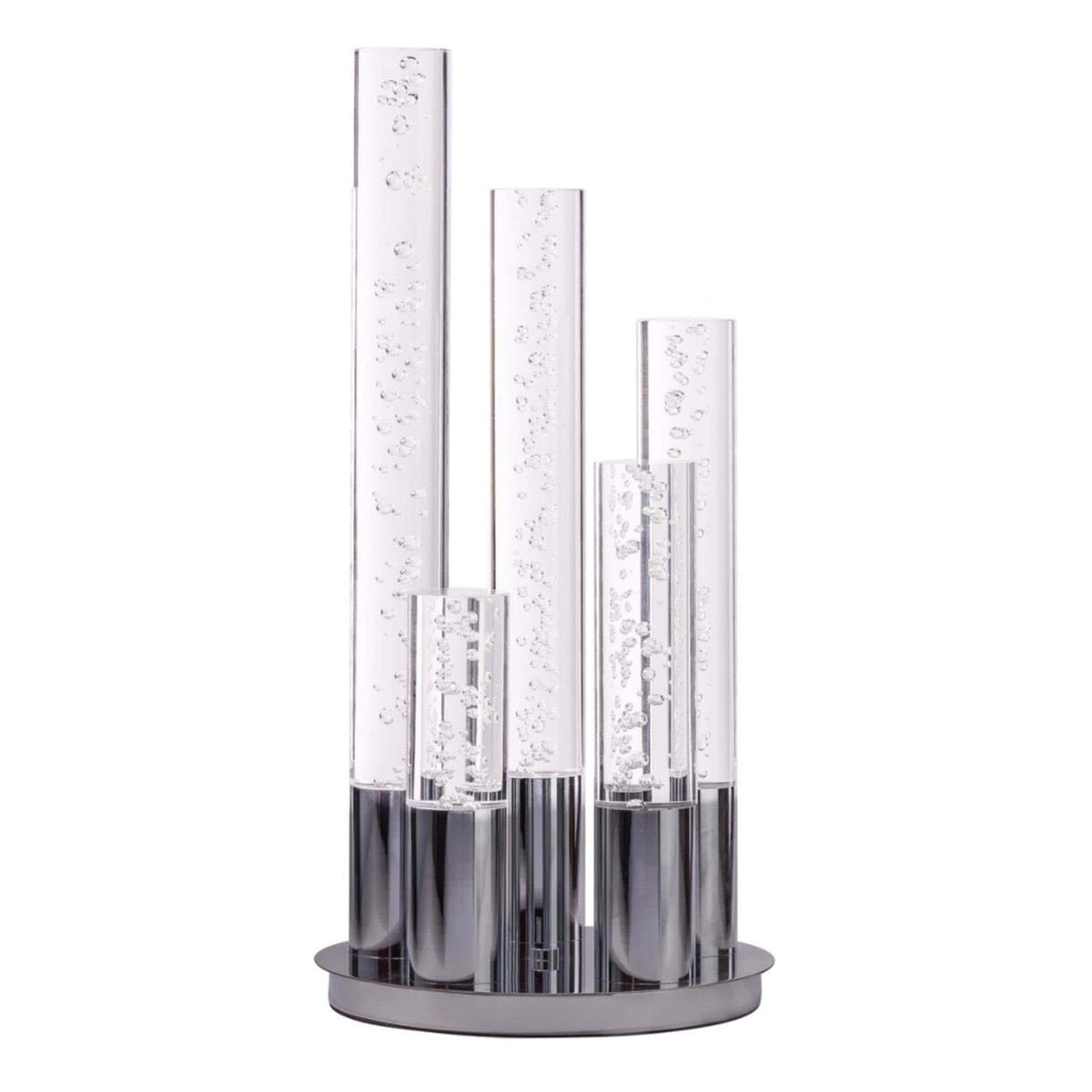 Acrylic Cylinder Dimmable Table Lamp in Chrome with 5 Lights