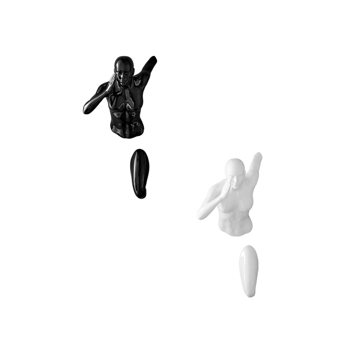Wall Runners Women Sculptures / Black & White Set of 2