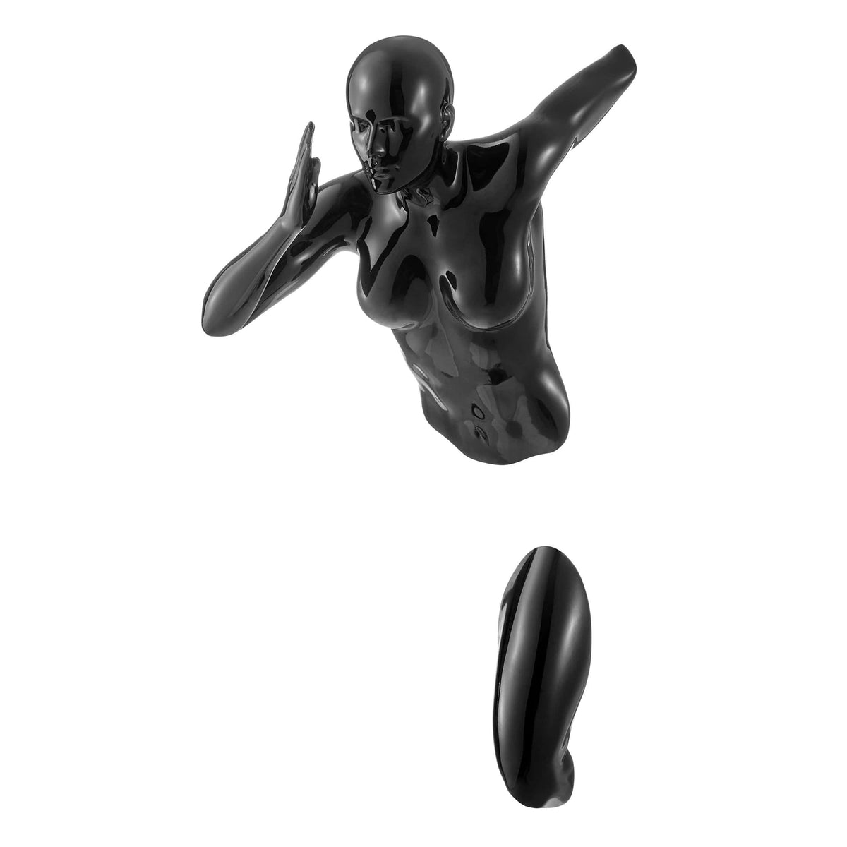 Wall Runner Woman Sculpture / Black / 20"