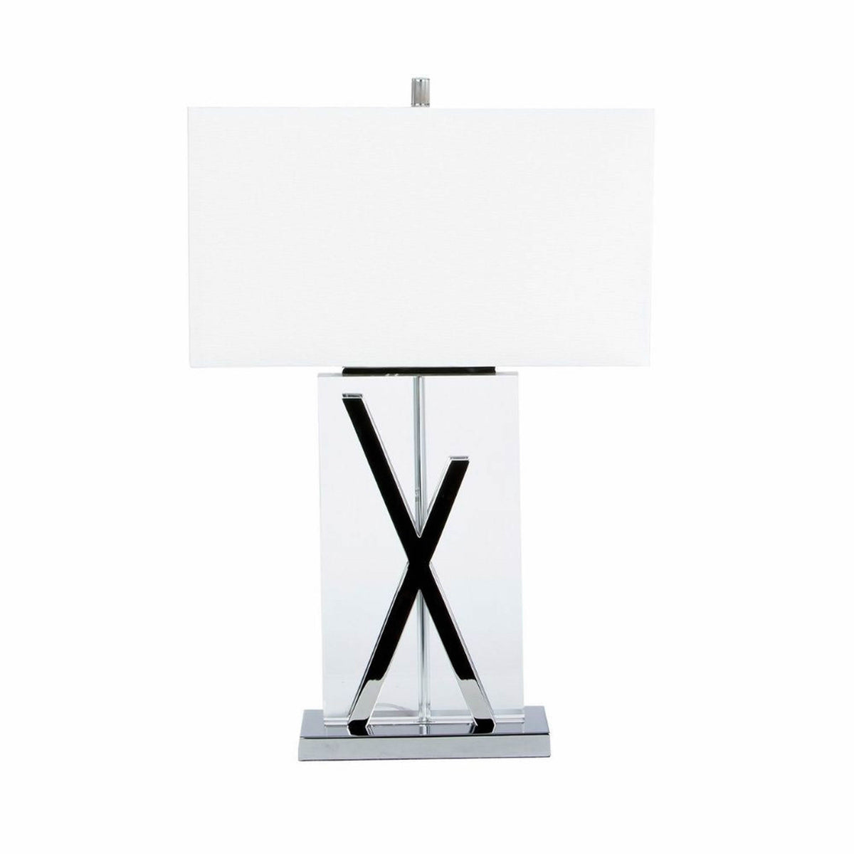 Chrome and Crystal X Table Lamp / 1 Light / USB Charger