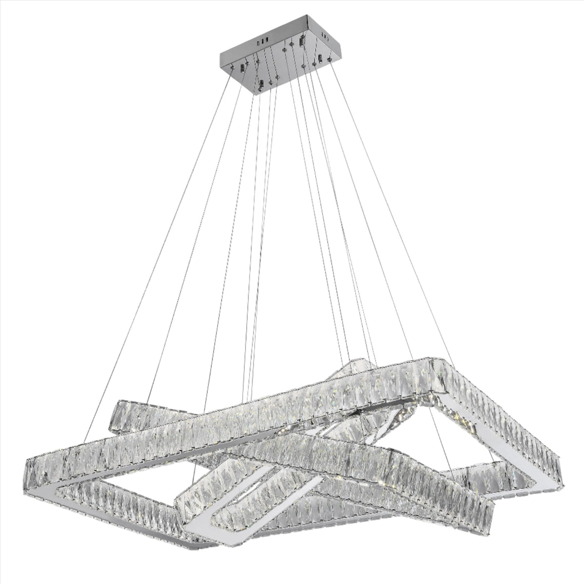Finesse Decor Crystal Elegance 3 Rectangles LED Chandelier