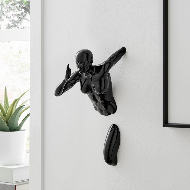 Finesse Decor Wall Runner Woman Sculpture / Black / 13"