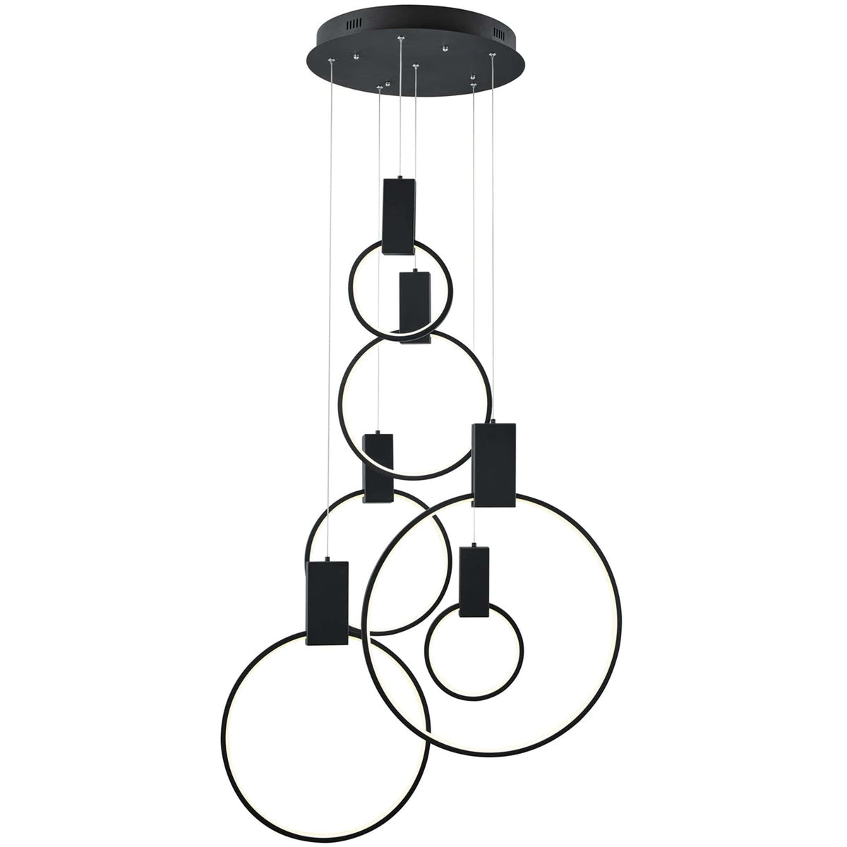 Finesse Decor Hong Kong LED Circular Black Chandelier | Hanging Light