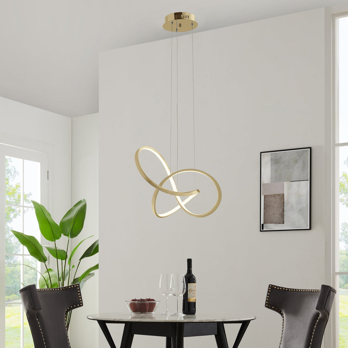 Knotted LED Sandy Gold Chandelier | Hanging Light Fixture