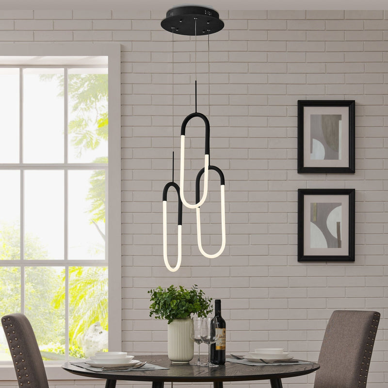 Three Clips LED Black Chandelier | Modern Pendant Lighting