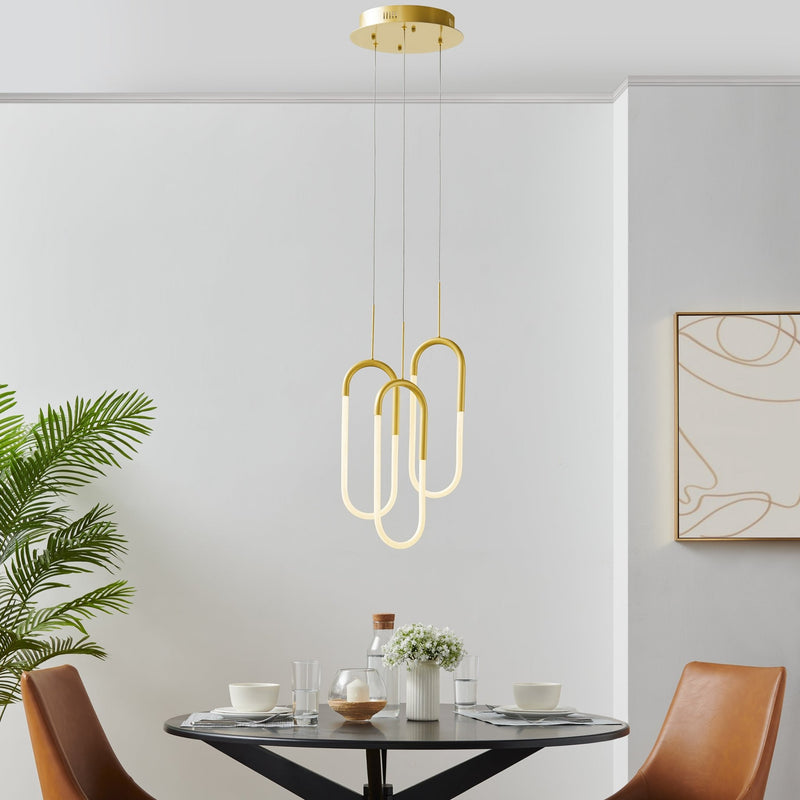 Three Clips LED Sandy Gold Chandelier | Modern Pendant Lights