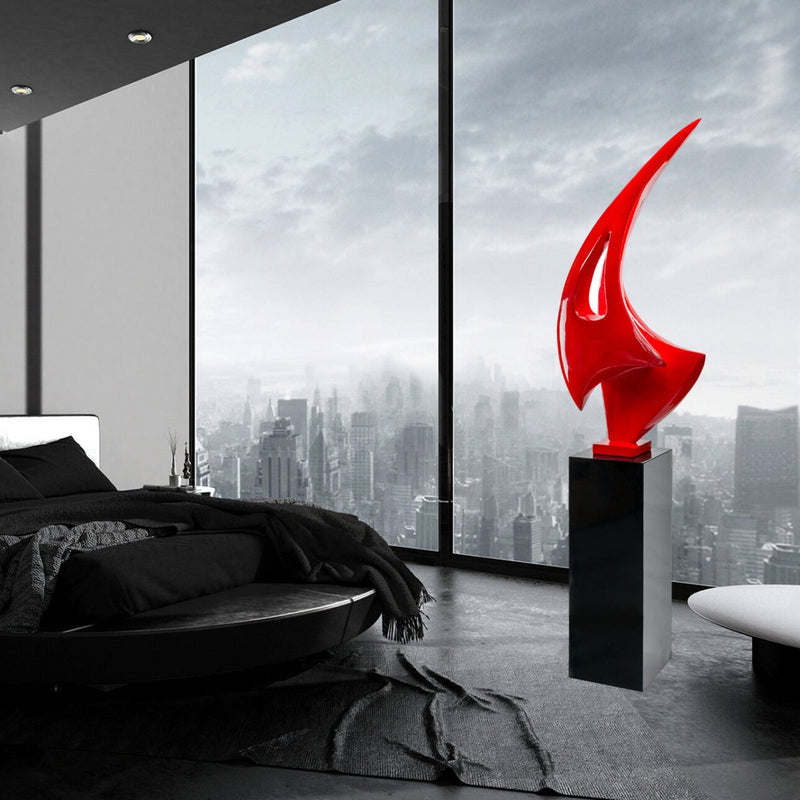 Finesse Decor Red Sail Modern Sculpture with Black Stand