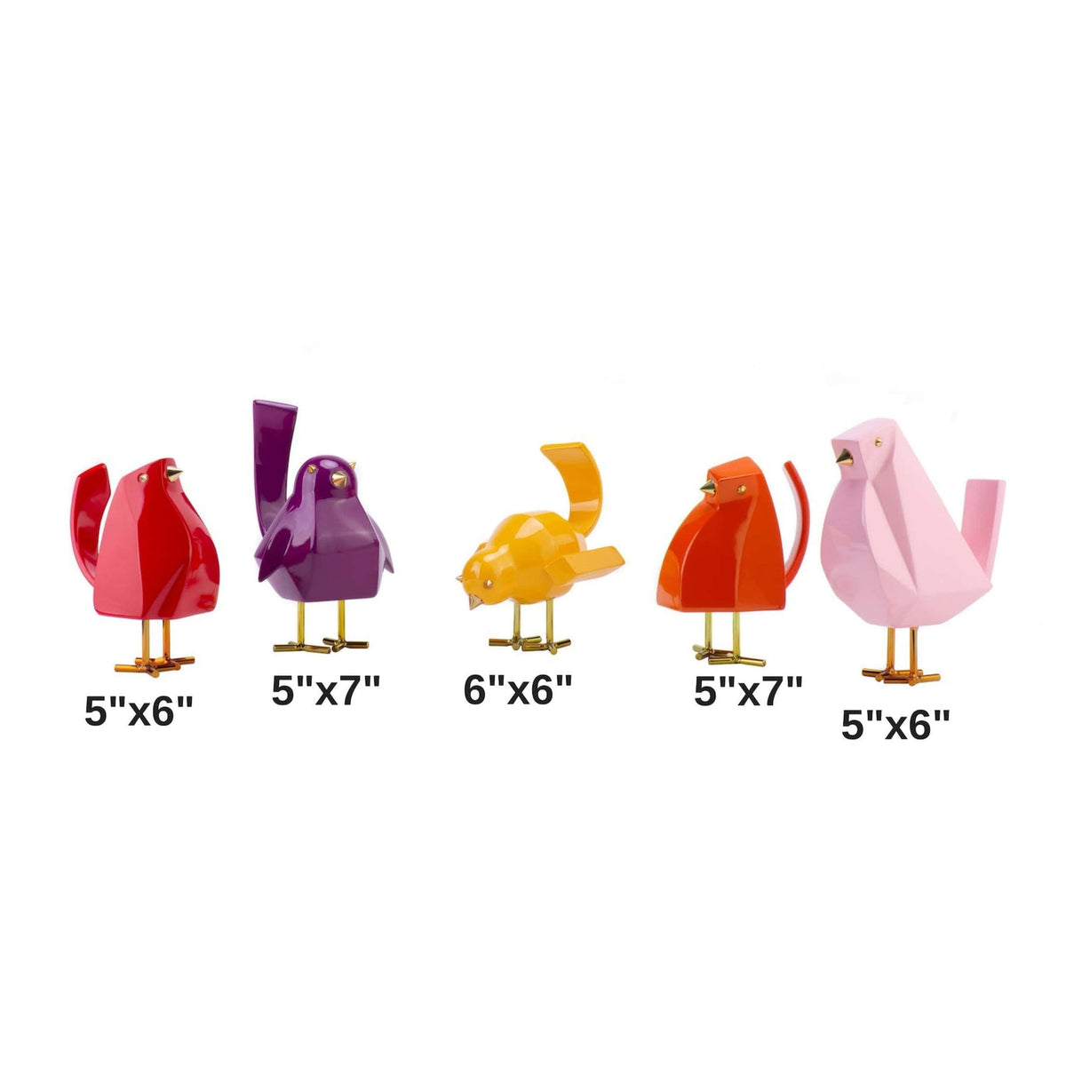 Set of Five Bird Sculptures / Multi-Color / Decorative Objects
