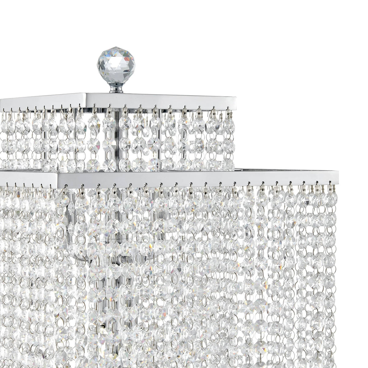 Crystal Square Double Crown Table Lamp for Home Office