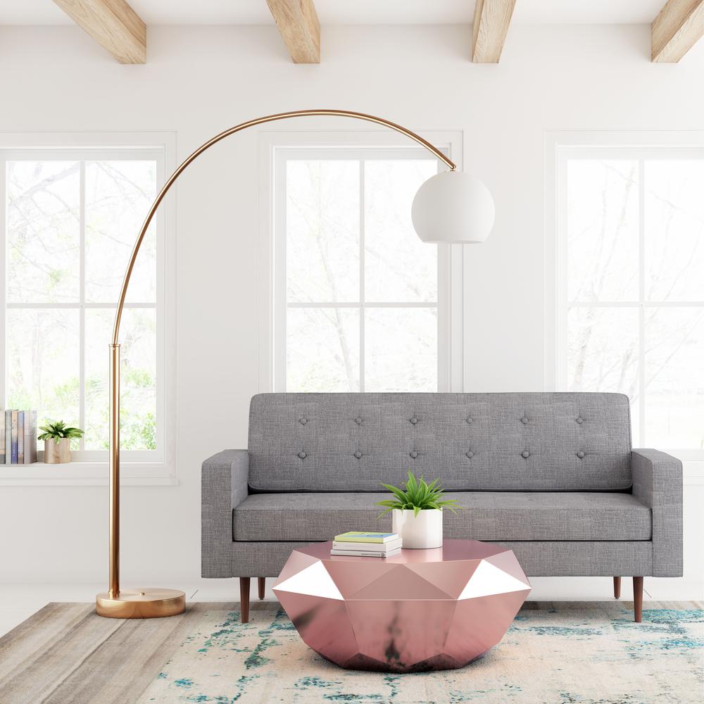 Griffith Floor Lamp in Brushed Brass with White Shade