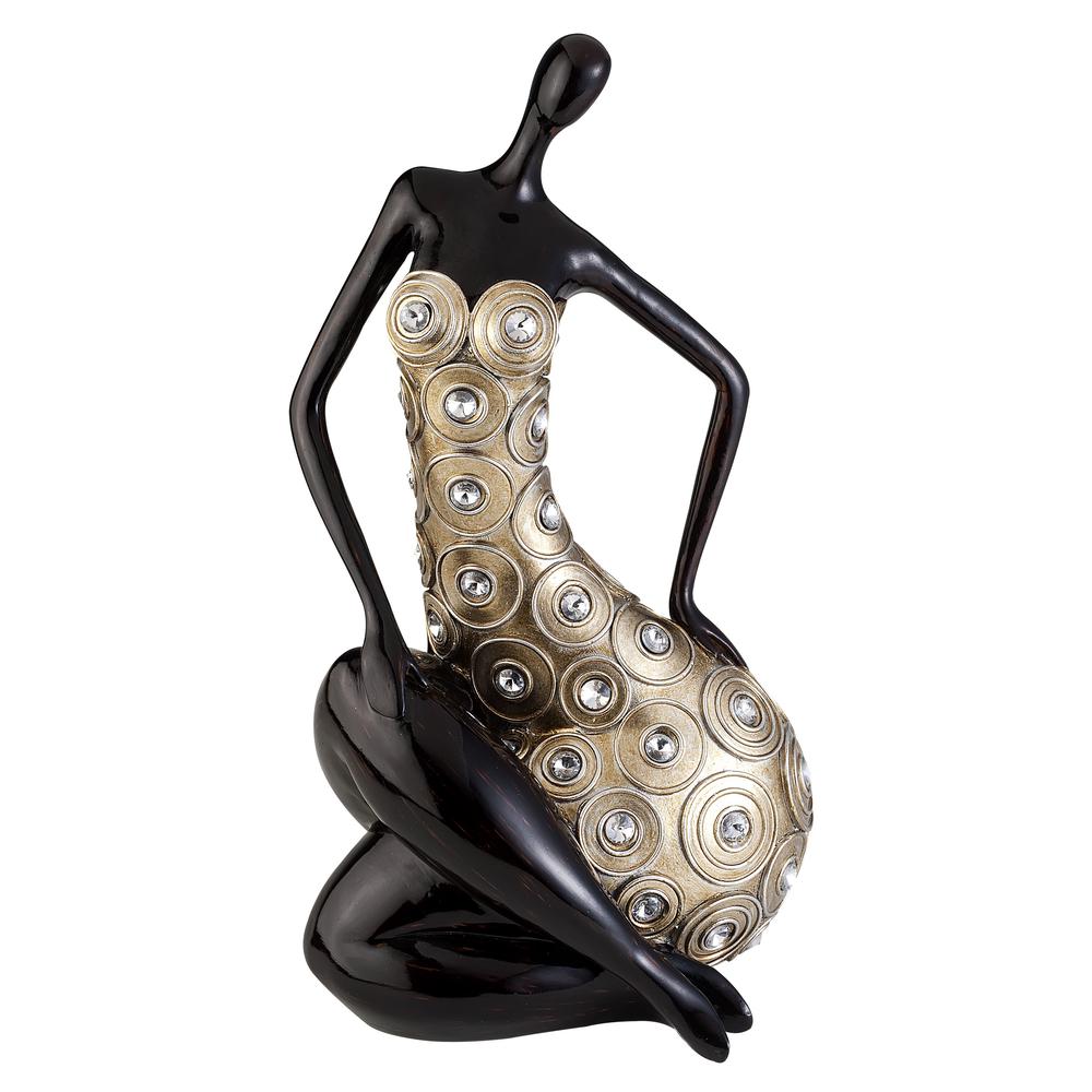 Stylish Black Gold Gem Lady Statue