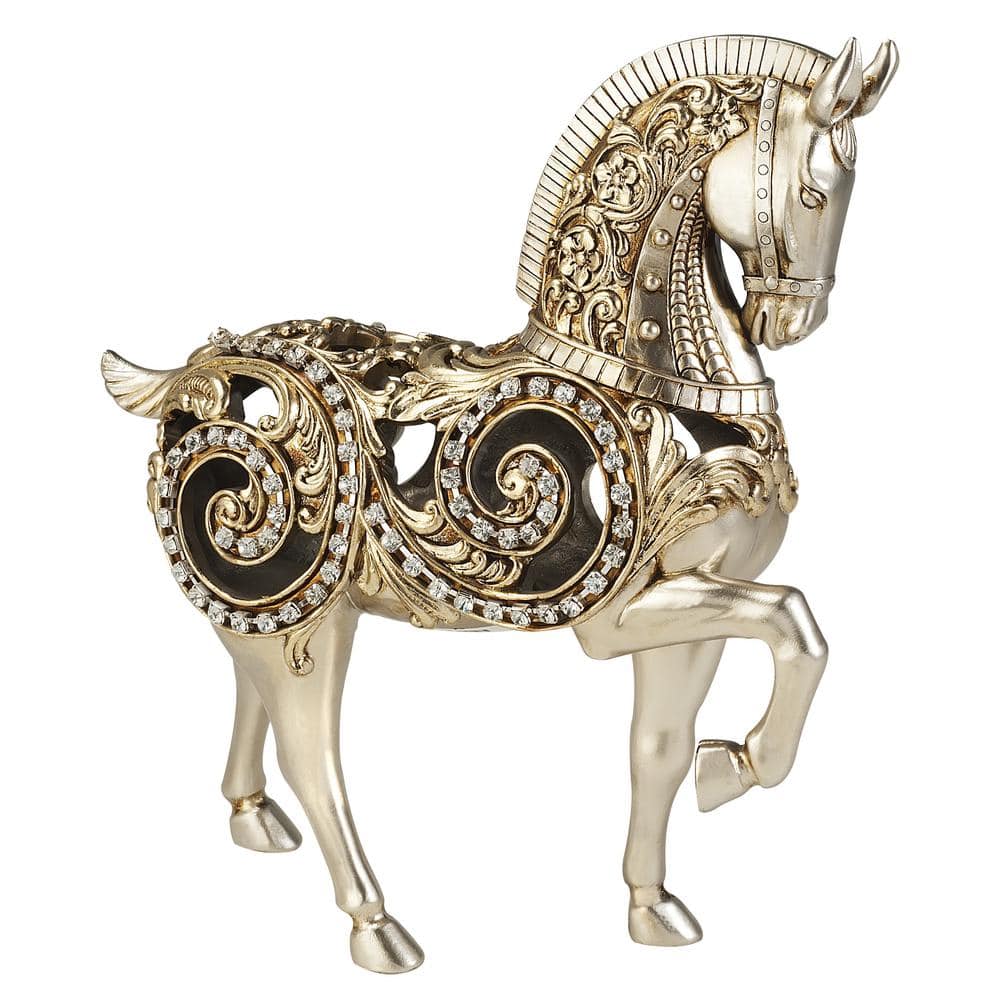 Stylish Gold Gem Horse Statue