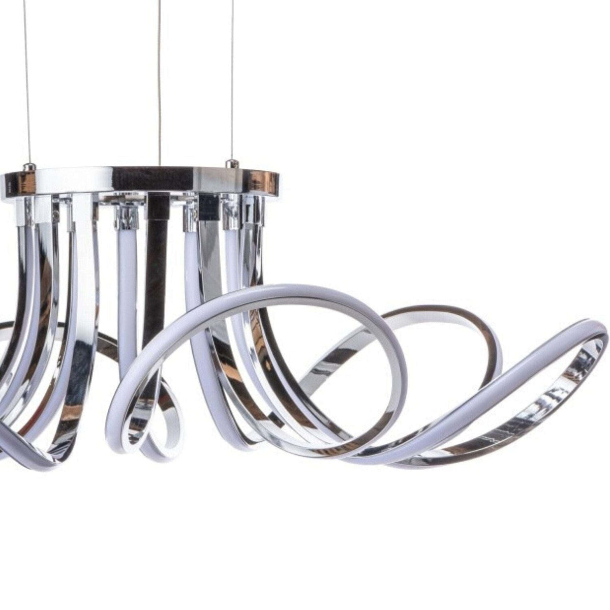 6 Petal Flower LED Strip Chandelier // Chrome and Dimmable