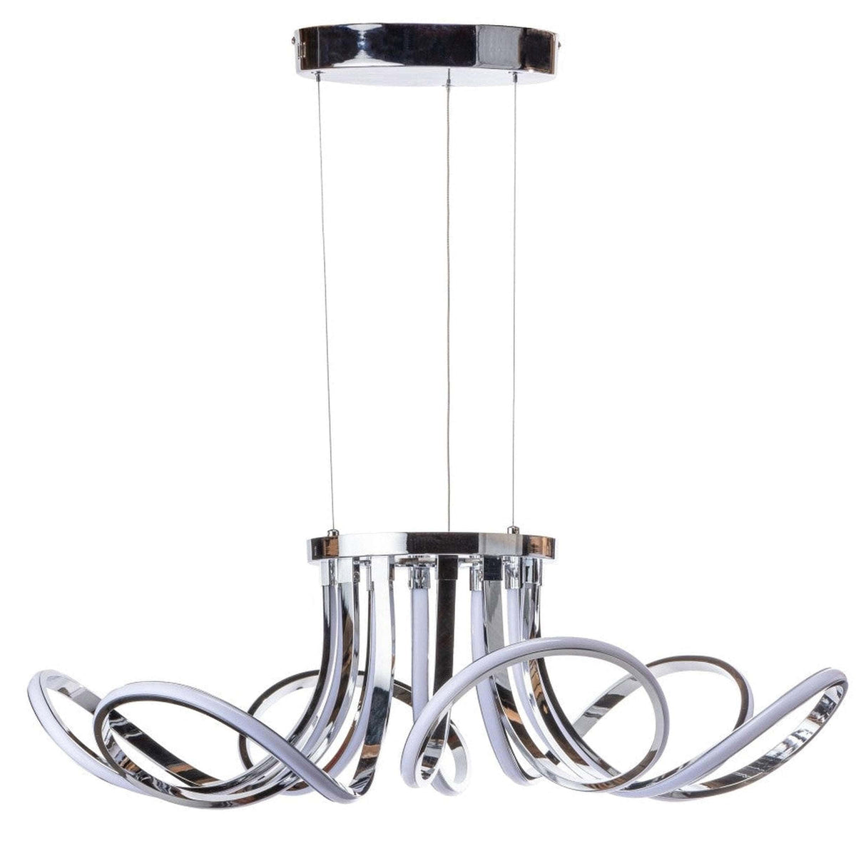 6 Petal Flower LED Strip Chandelier // Chrome and Dimmable