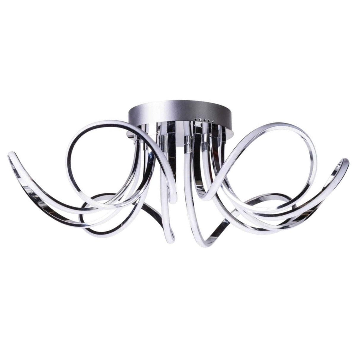 6 Petal Flower LED Strip Flush Mount Lamp // Chrome and Dimmable