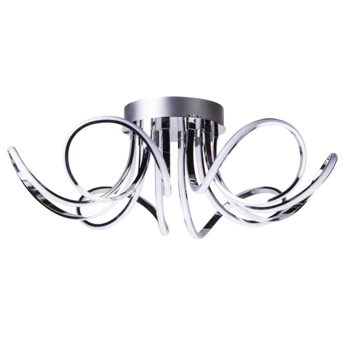 6 Petal Flower LED Chrome Flush Ceiling Light Fixture