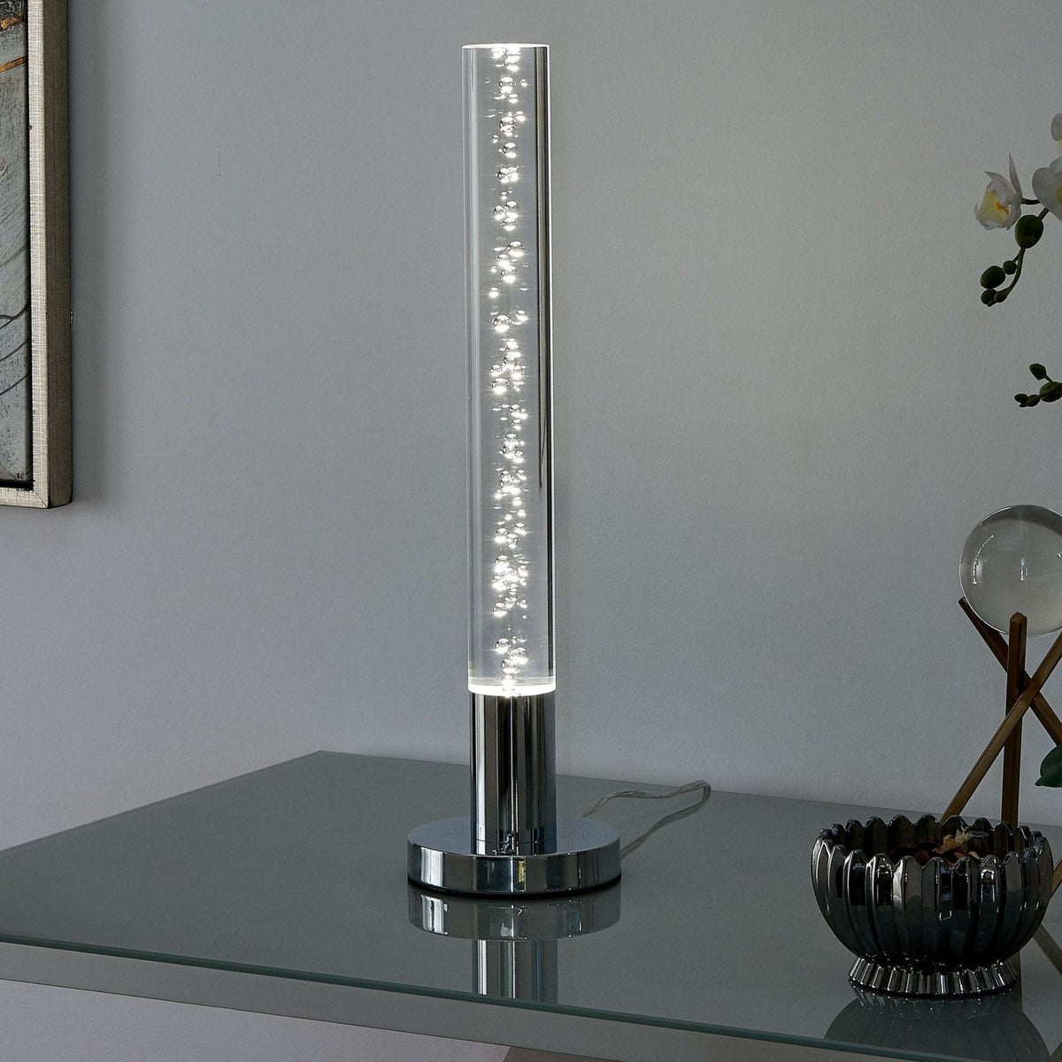 Finesse Decor Acrylic Cylinder Table Lamp / 1 Light / Touch Switch