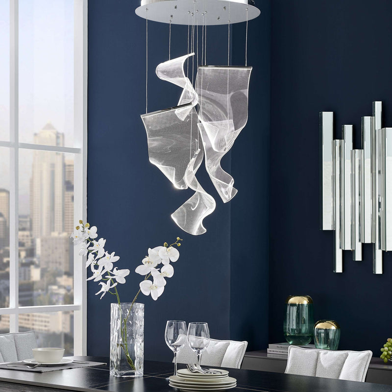 Acrylic Lace 5 Light Chandelier / Chrome