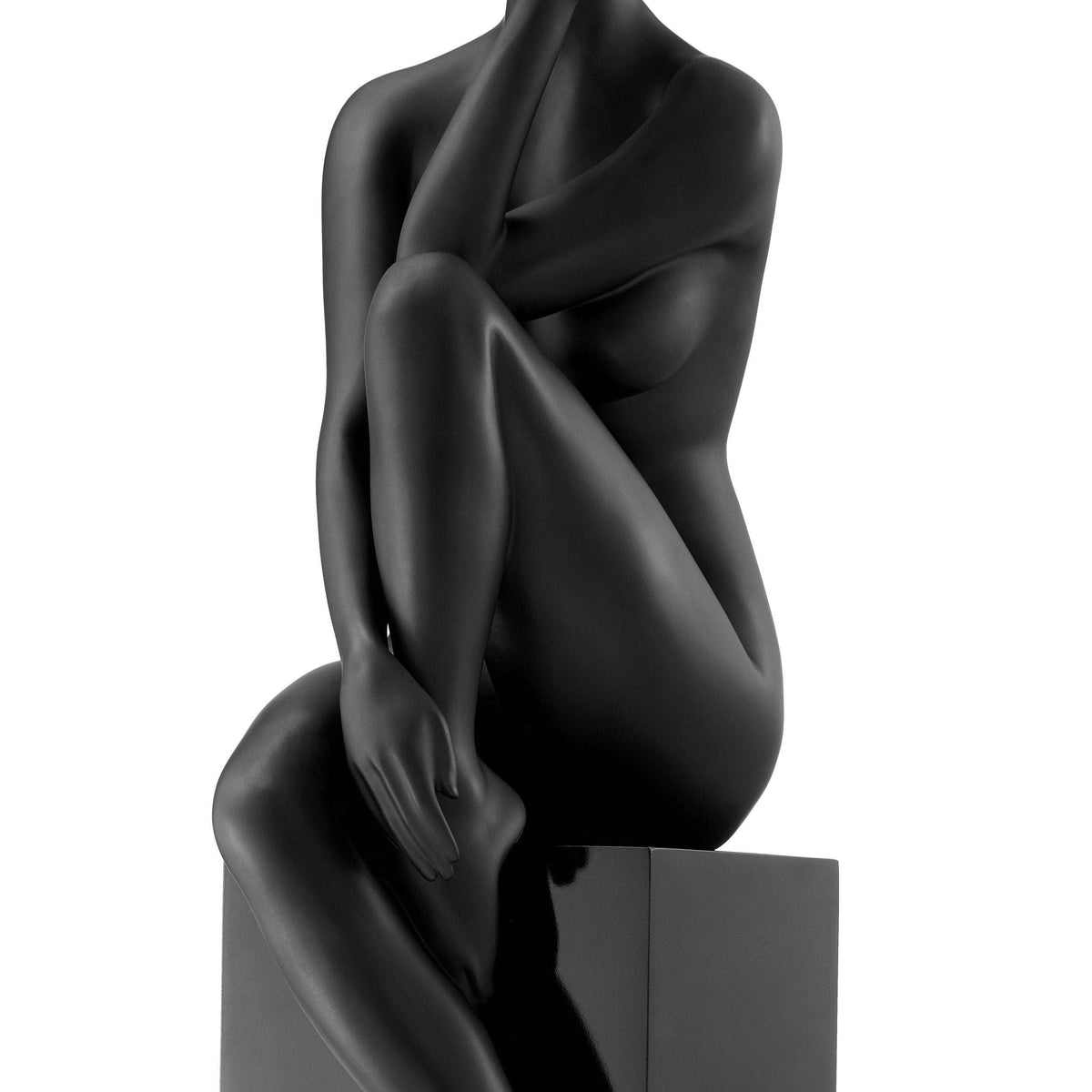 Finesse Decor Antoinette Doll Sculpture with Base / Matte Black