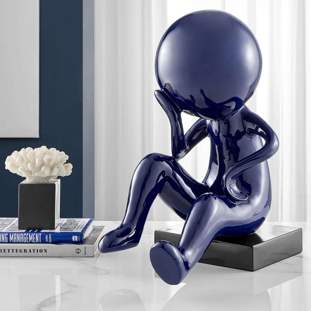 Azzurra Thinker Sculpture / Modern Decor