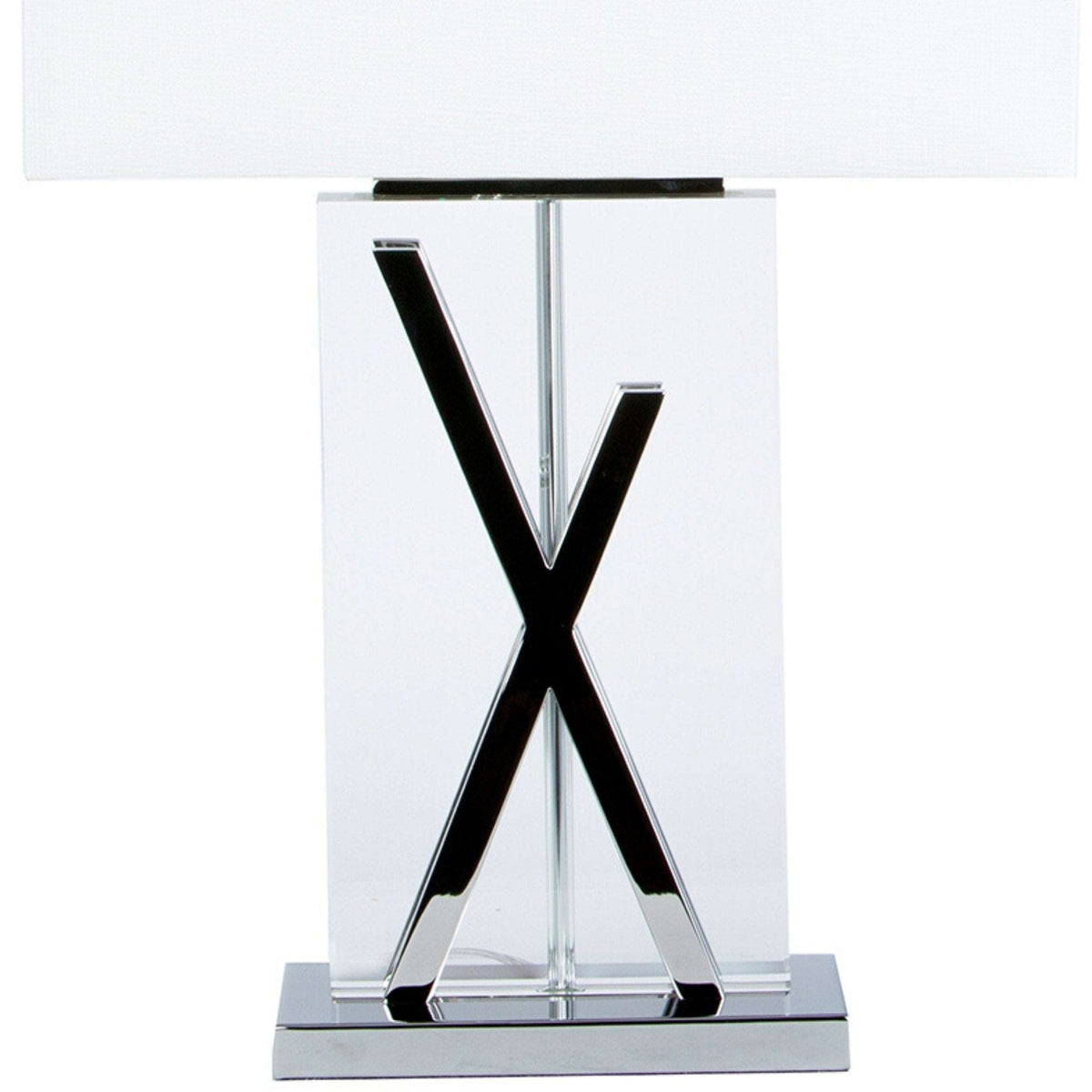 1 Light Chrome & Crystal X Table Lamp / USB Charger