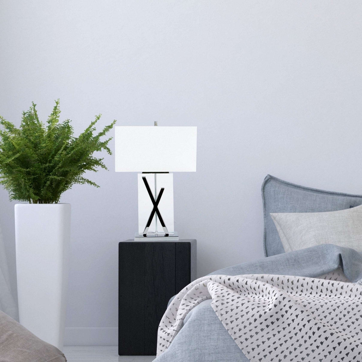 1LT Finesse Decor Chrome & Crystal X Modern Table Lamp