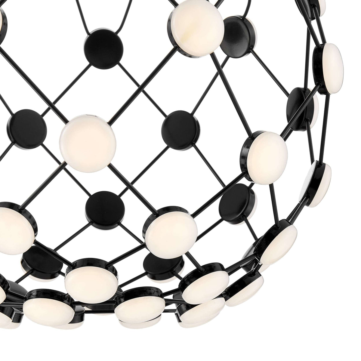 Contemporary LED Basket Chandelier in Black / Medium