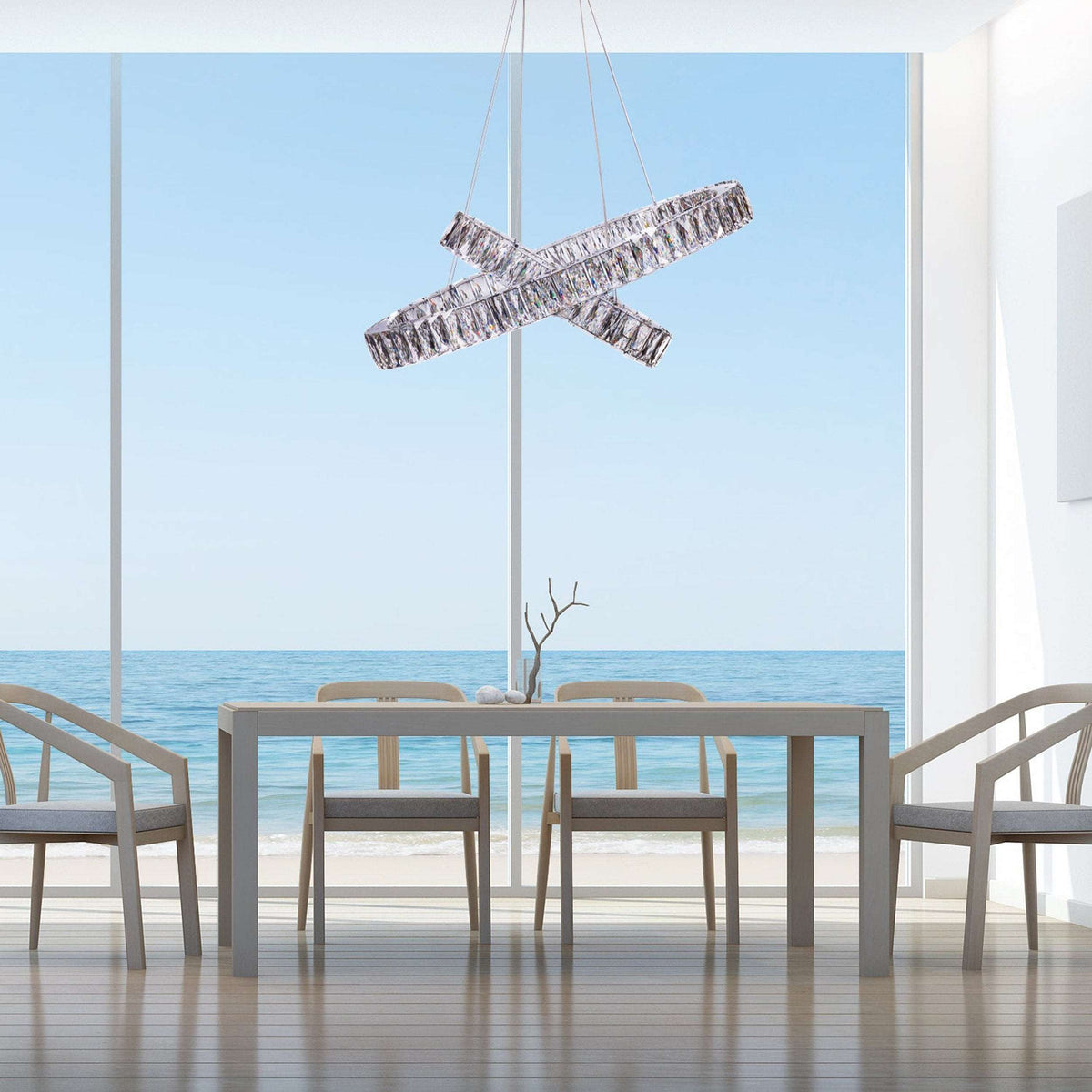 Finesse Decor Crystal Elegance 2 Ovals LED Chandelier