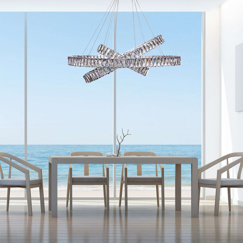 Crystal Elegance LED Chandelier with 3 Ovals / Ceiling Light Fixtures