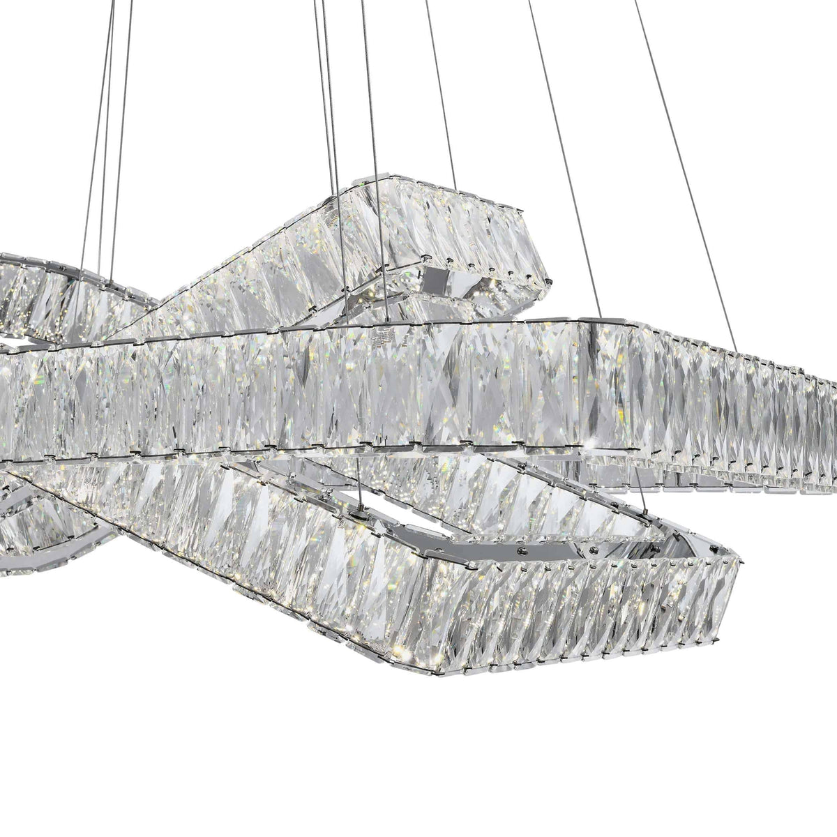 Crystal Elegance LED Chandelier / 3 Rectangles / Modern Lighting