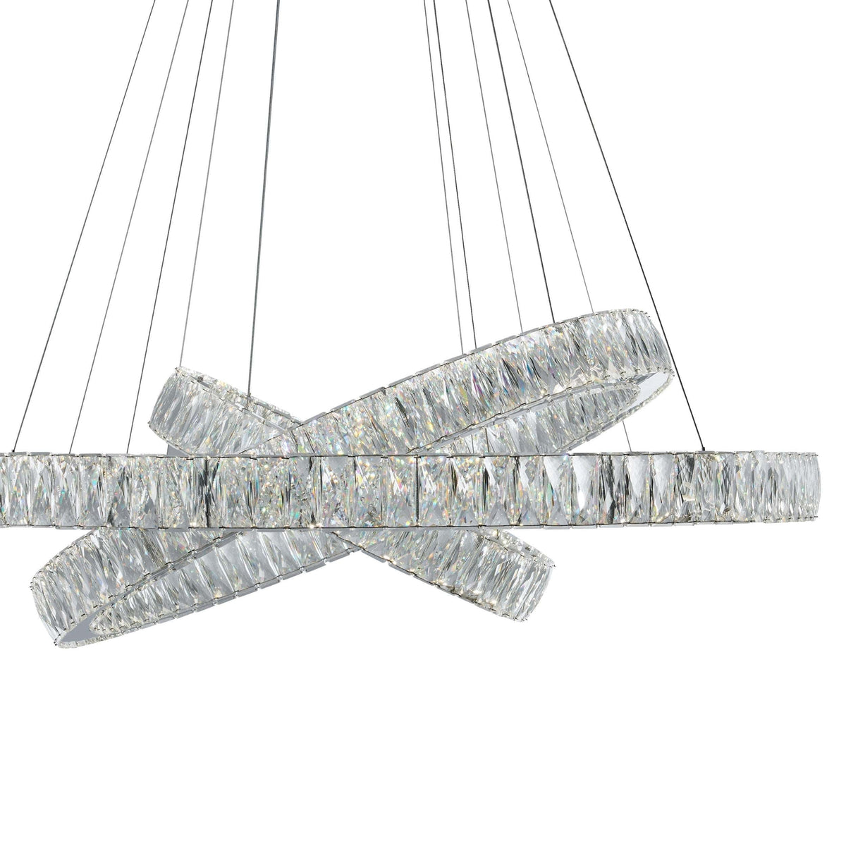 Crystal Elegance Three Ring Chandelier / Ceiling Light Fixtures