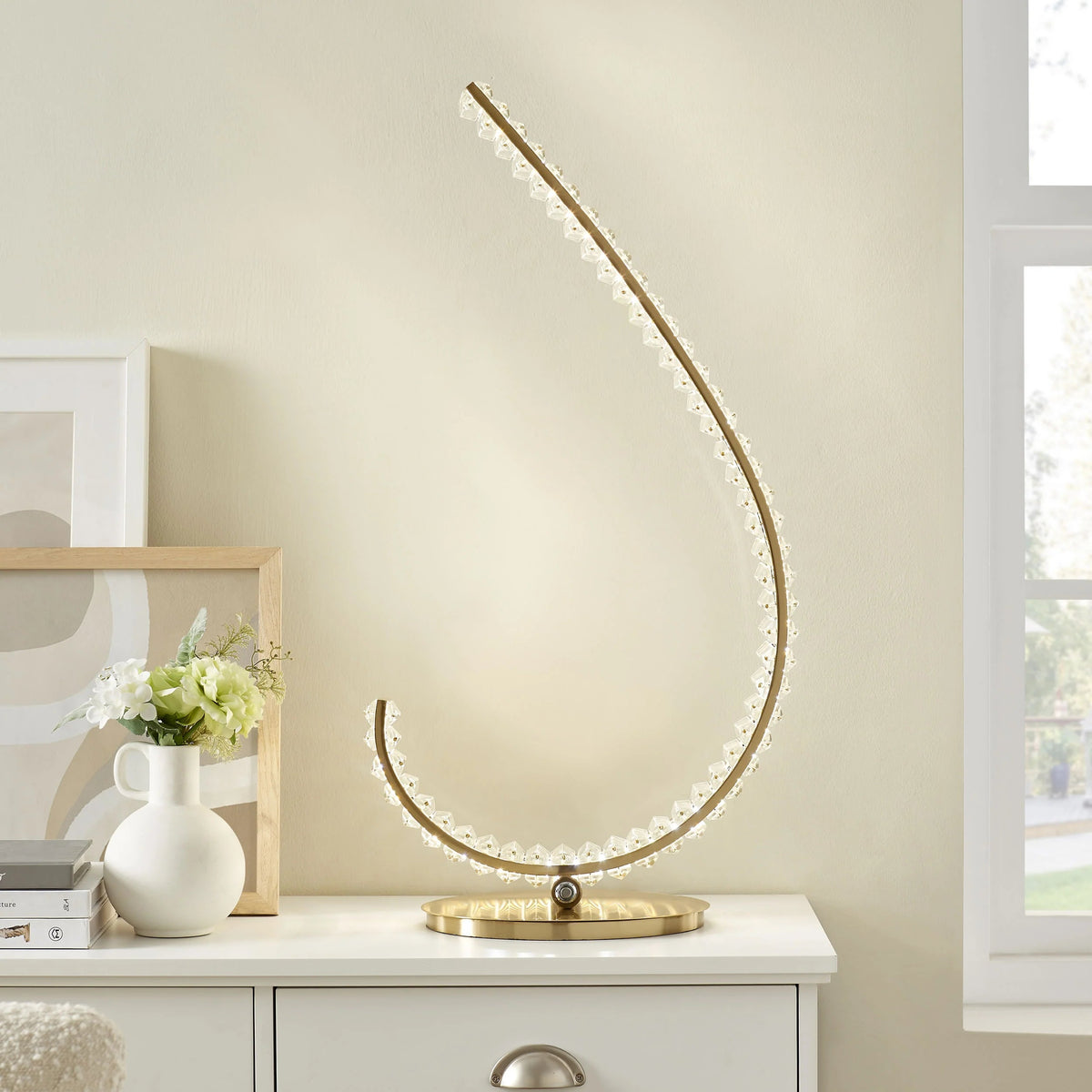 Finesse Decor Grace Crystal Gold Table Lamp Touch & Dimmable / Left
