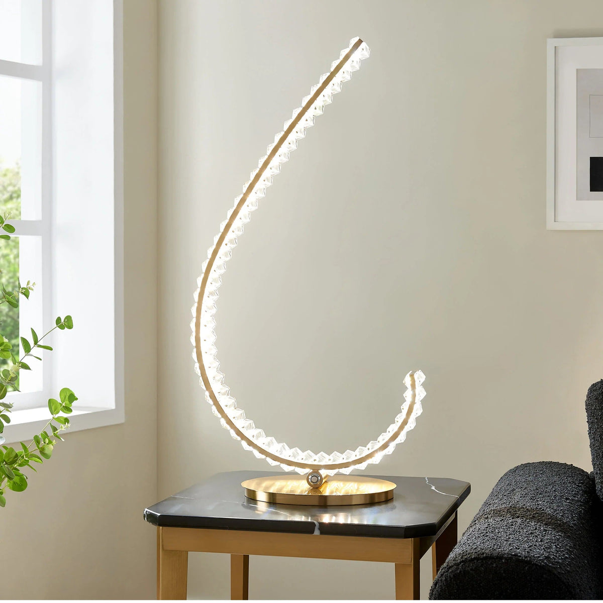 Finesse Decor Grace Gold Crystal 16W Dimmable and Touch Table Lamp Right