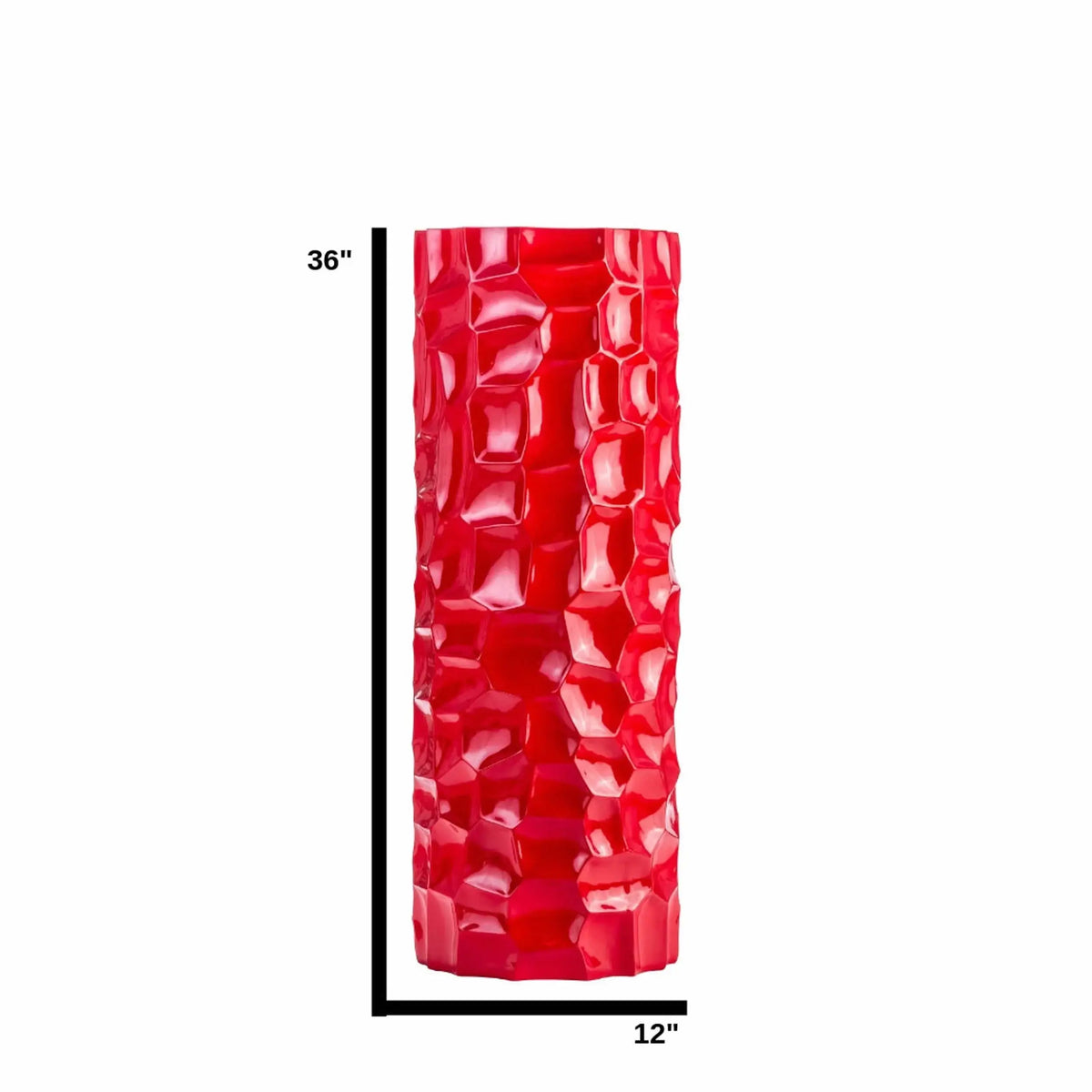 Honeycomb Textured 36" Vase in Red