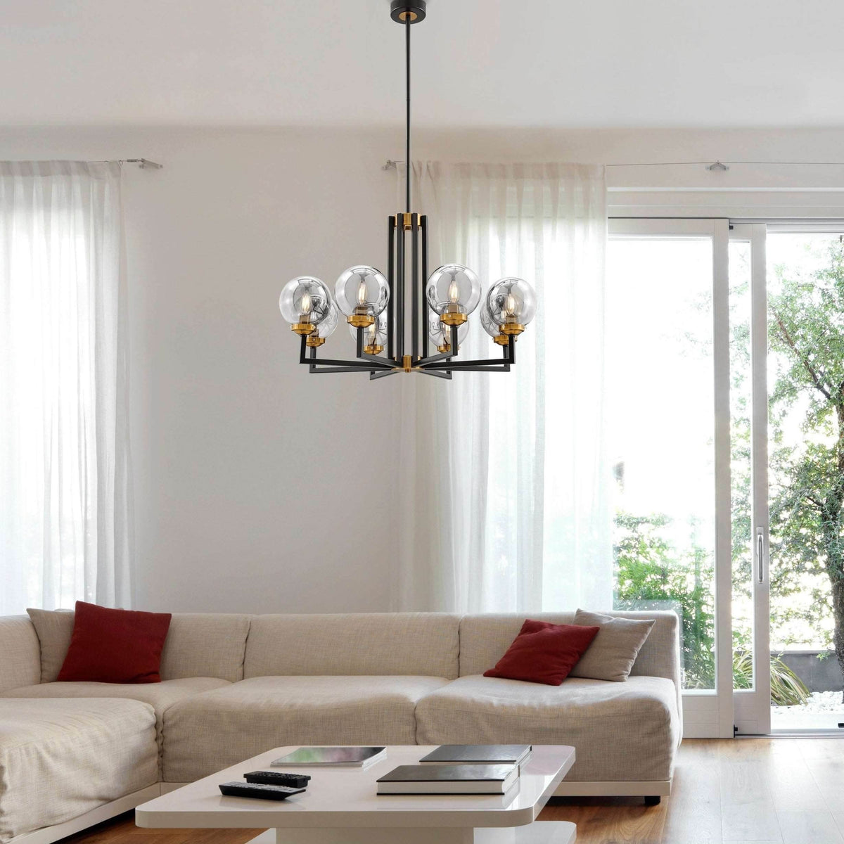 Monachopsis Large Modern Gold & Black Chandelier