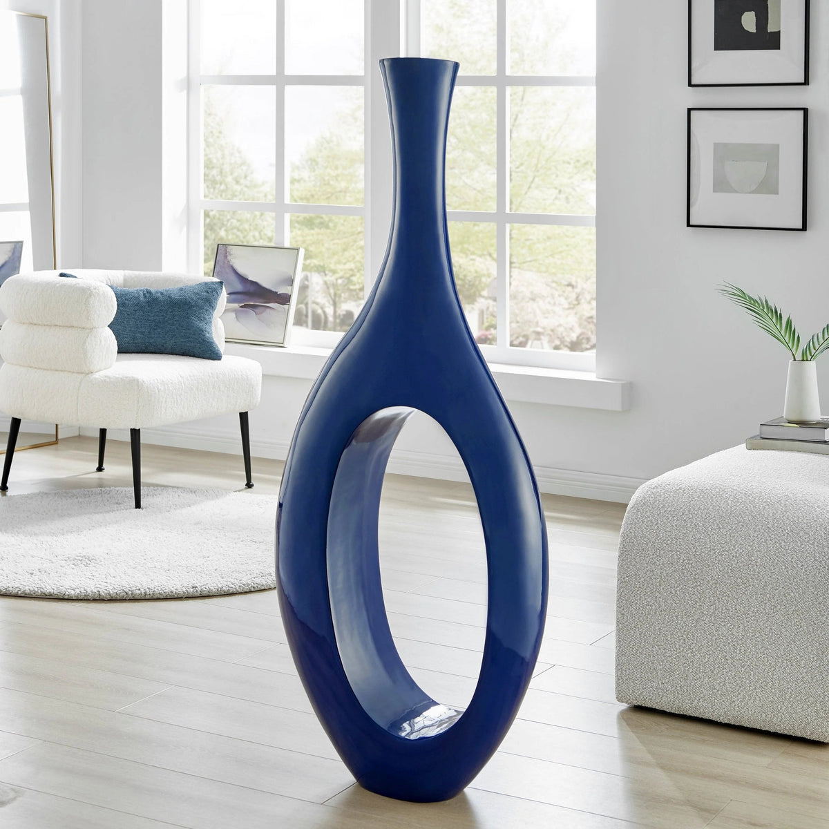 Decorative Trombone Vase / Large Navy Blue