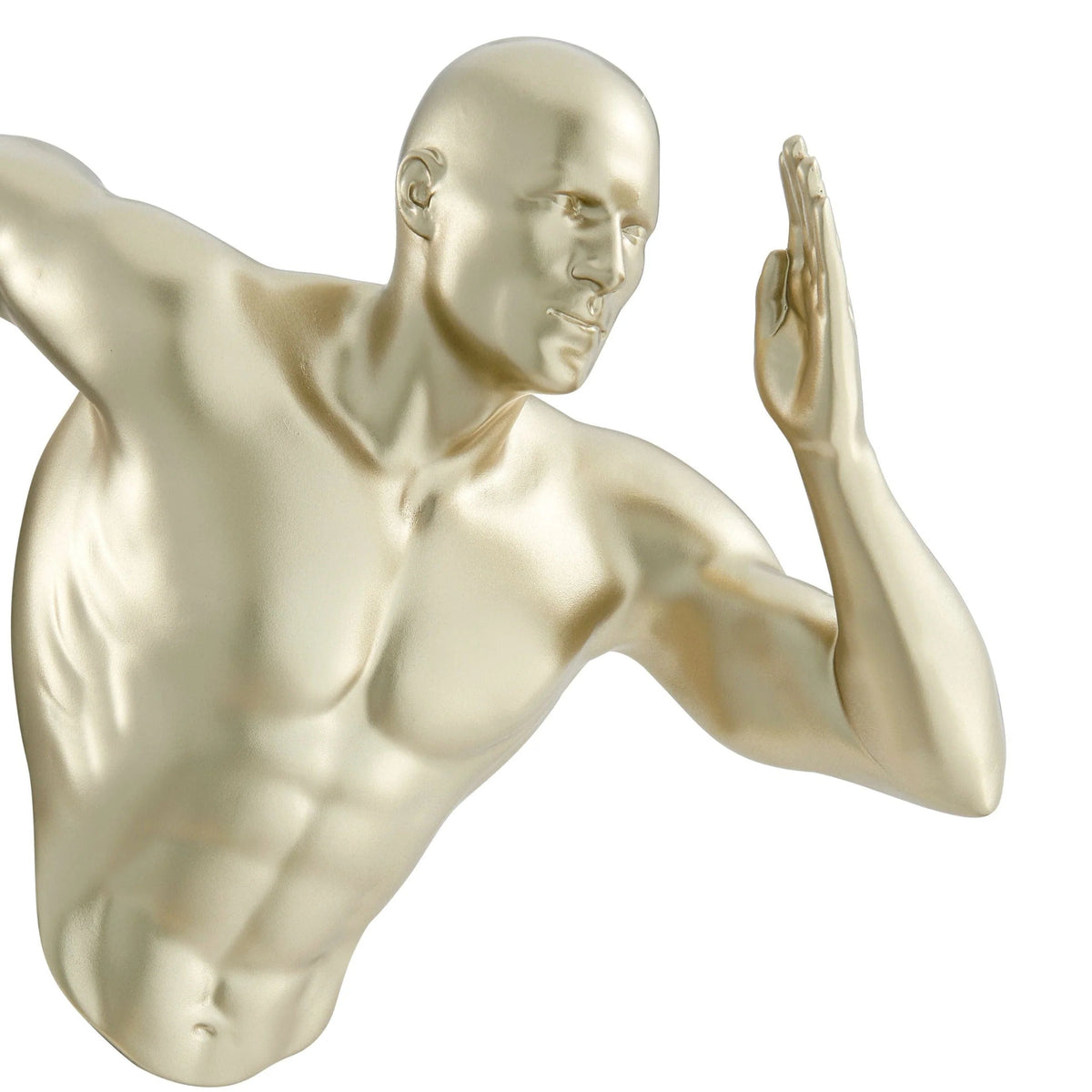 Wall Runner Man Sculpture Gold 13 Inch / Unique Home Decor
