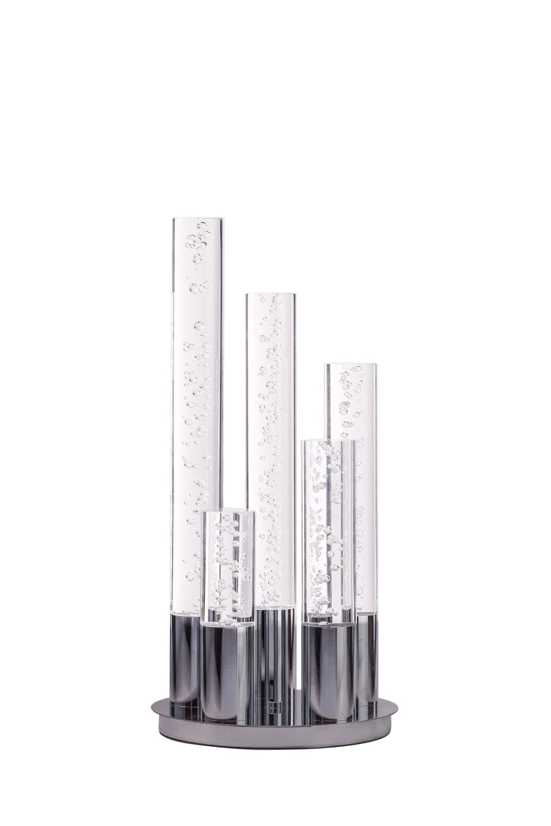 Dimmable Table Lamp in Chrome with 5 Acrylic Cylinder lights