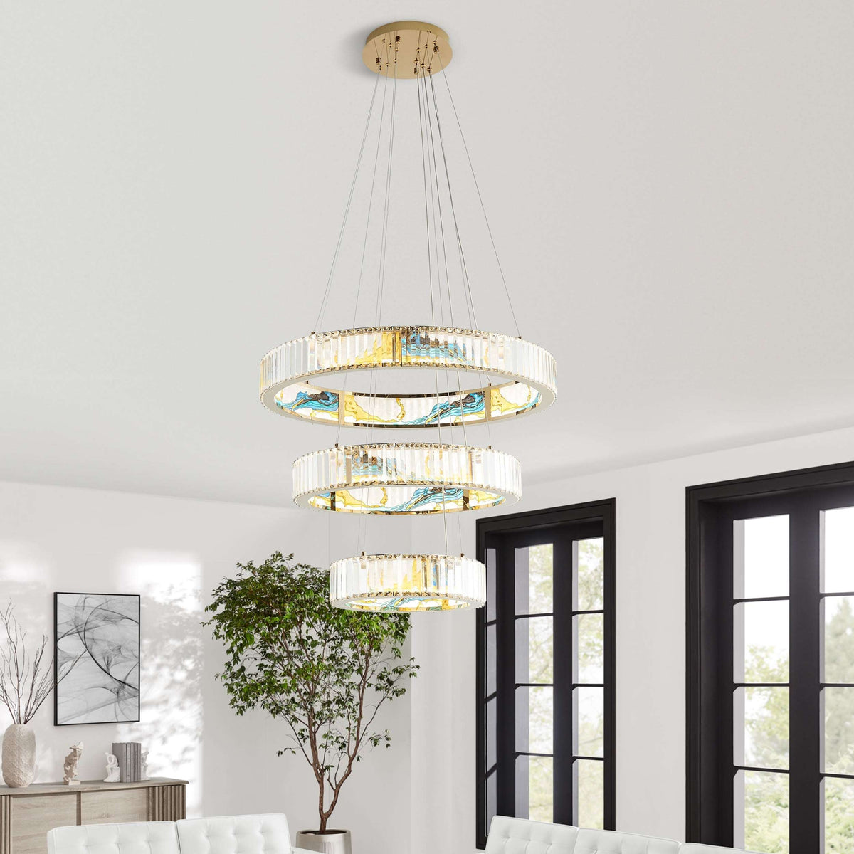 Boeseman's Colorful Chandelier / Three Tiers / Round