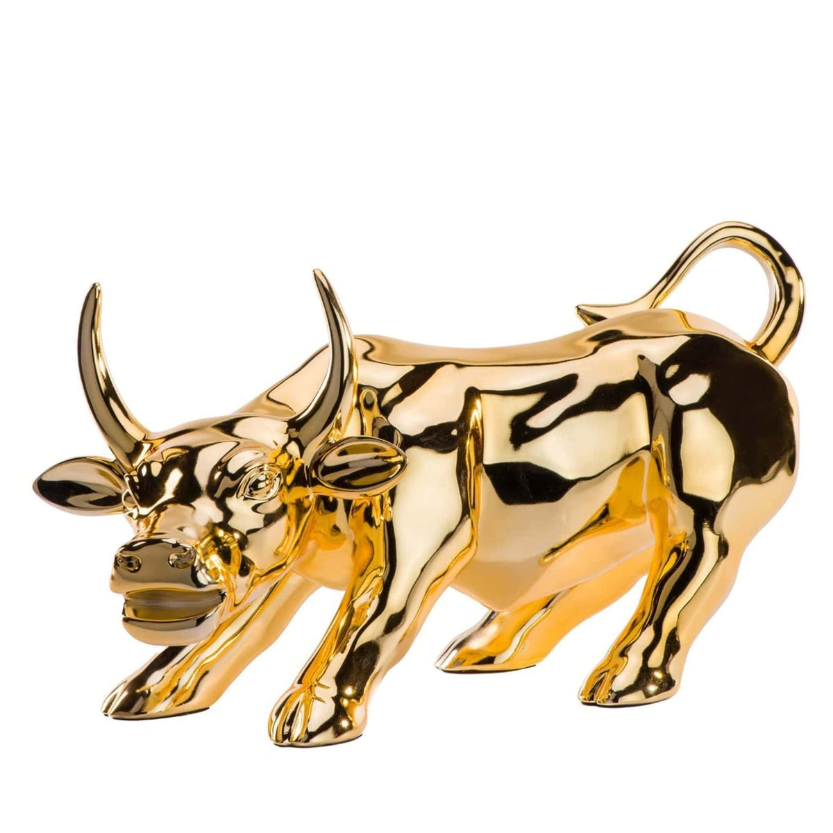 Hydro Resin Bull Sculpture in Gold