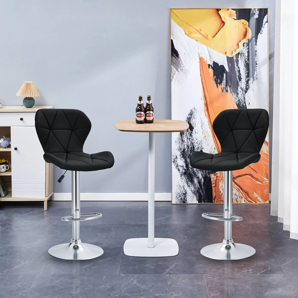Luxe Swivel Elegance Modern Counter & Bar Stools in Black