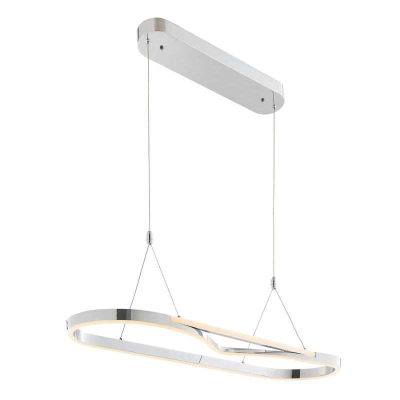 Minsk Single Rectangular Chrome Chandelier Offers Bright LED Lighting