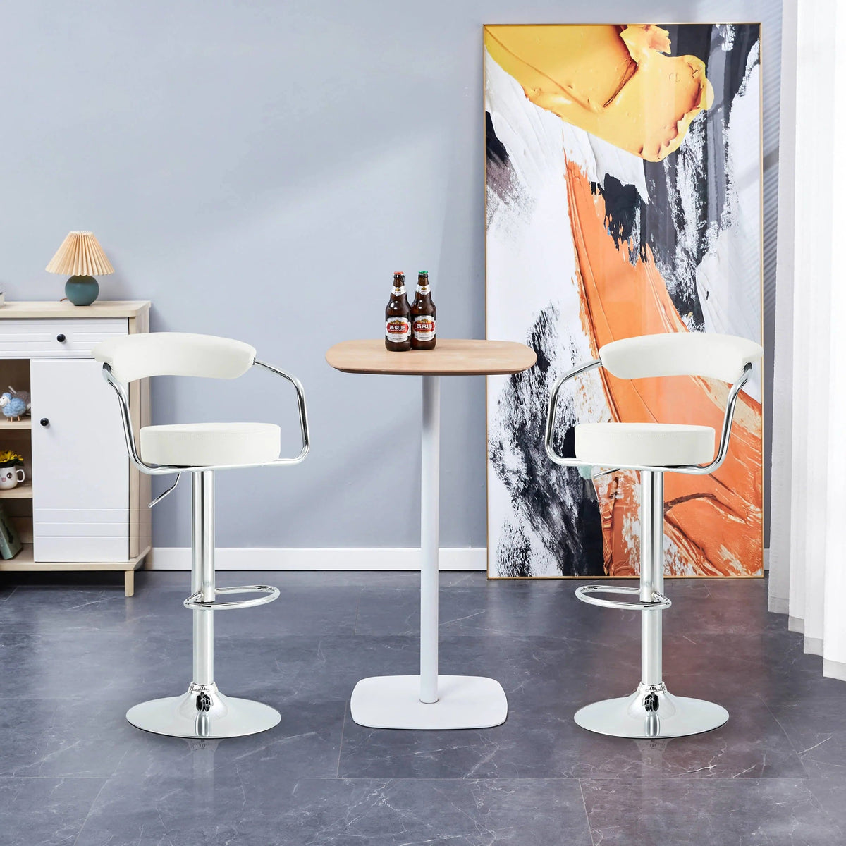 Mirage Chrome Couture Modern Counter Stools White