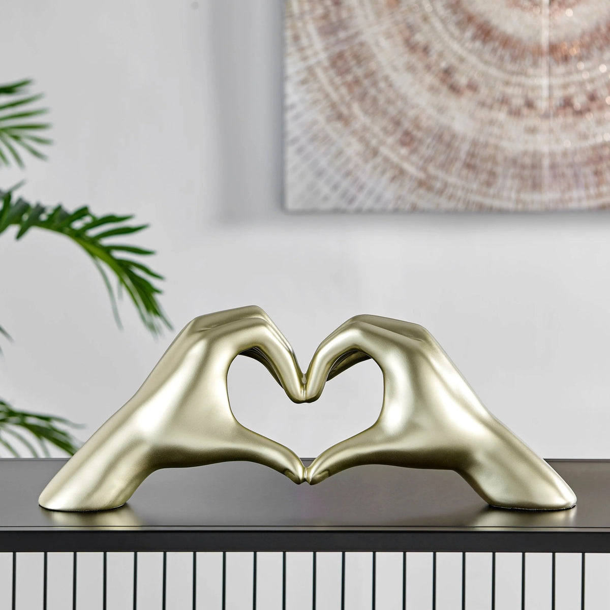 Heart Hands Modern Table Decor in Champagne Gold