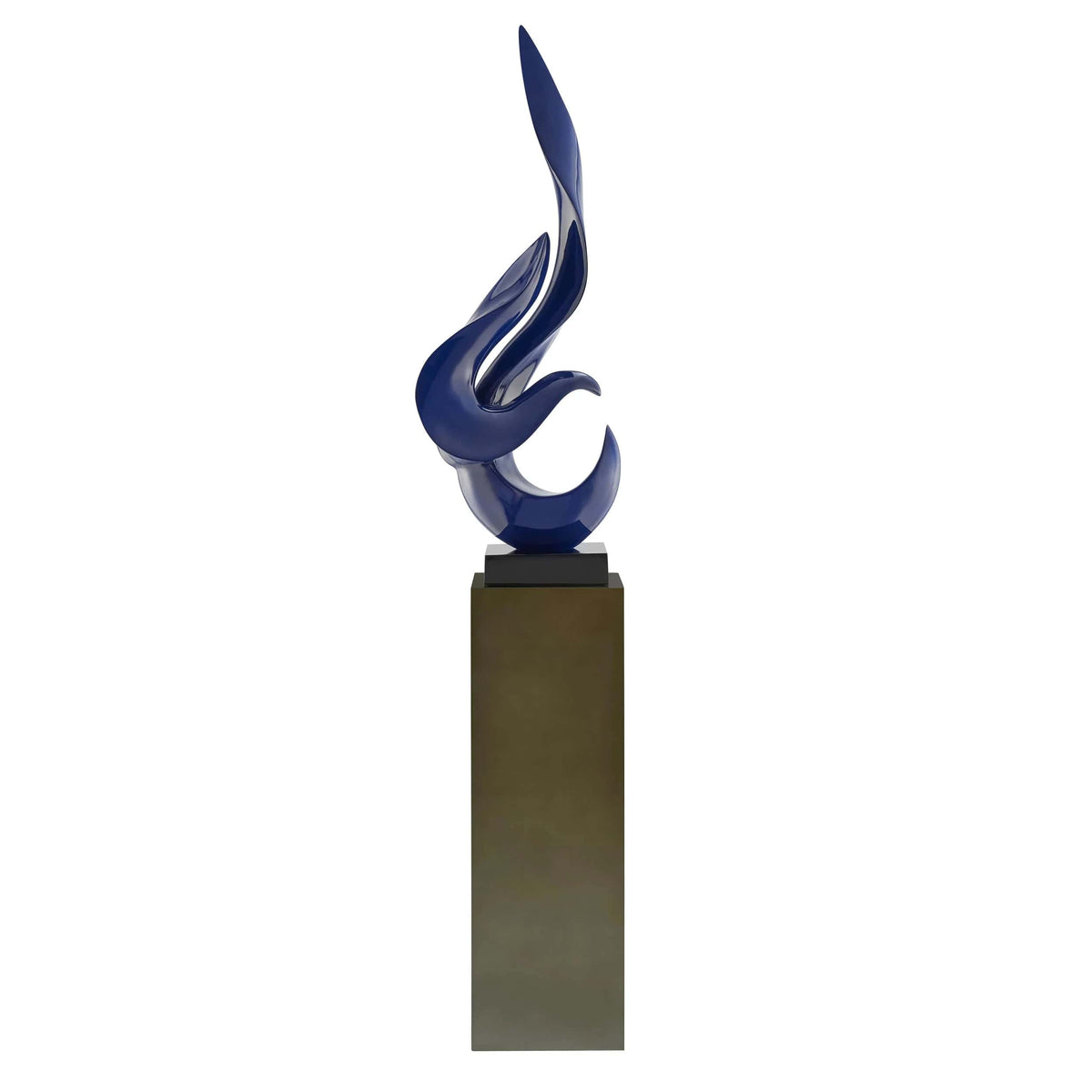 Navy Blue Flame Floor Sculpture with Gray Stand