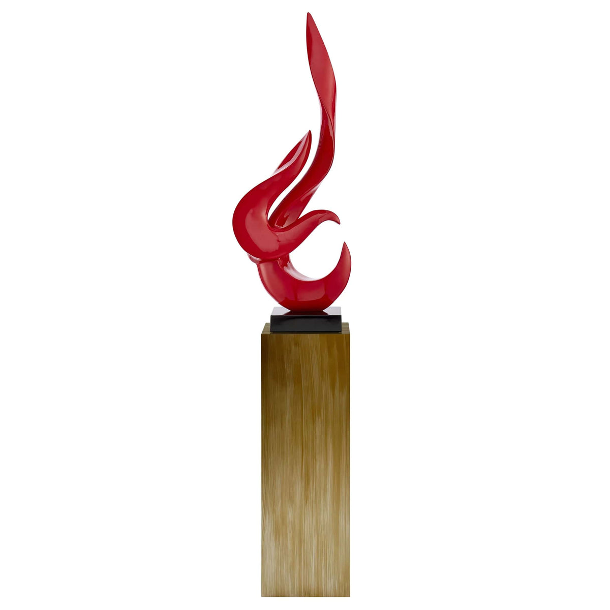 Red Flame Floor Sculpture with Bronze Stand
