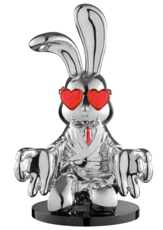 Sitting Rabbit Sculpture w/ Red Tie and Glasses / Meditation