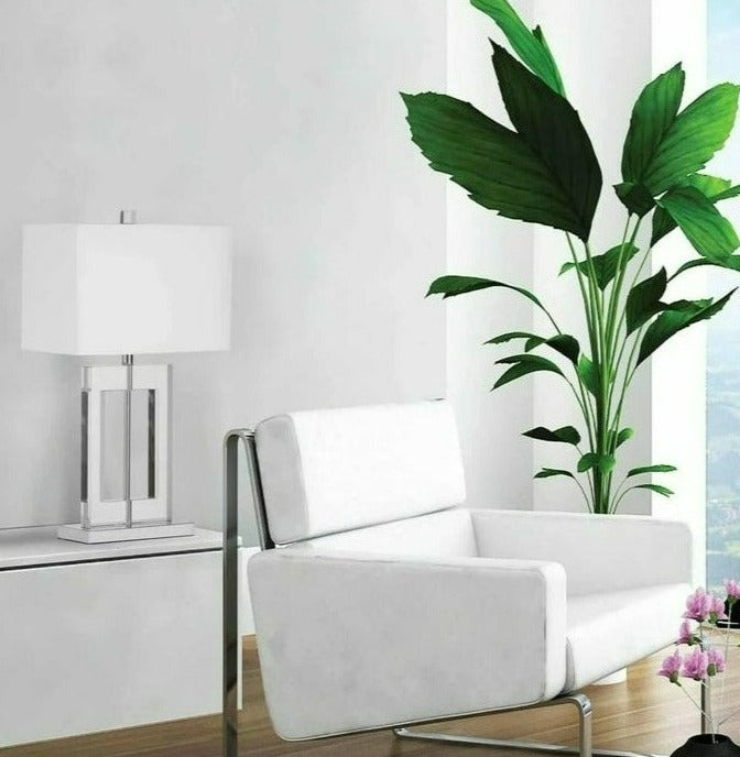 1 Light Optical Crystal Table / Desk Lamp with a rectangular white shade 